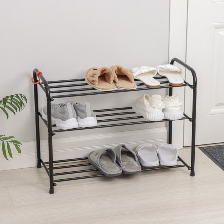 Shoe stand, 3 tiers, 65 × 30 × 48 cm, black color-1