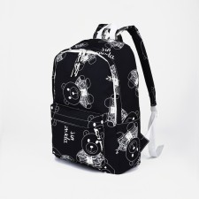 Youth backpack on lightning from textiles, 4 pockets, black color