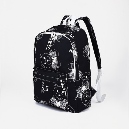Youth backpack on lightning from textiles, 4 pockets, black color
