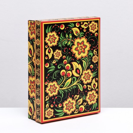 Cardboard box without a window "Khokhloma", 21 x 15 x 7 cm