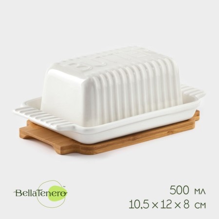 Porcelain oil on the bamboo stand Bellatenero, 500 ml, white color