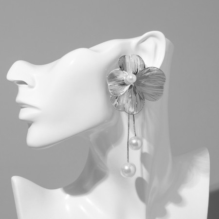 Earrings with pearls "bead" Katalya, color silver-4