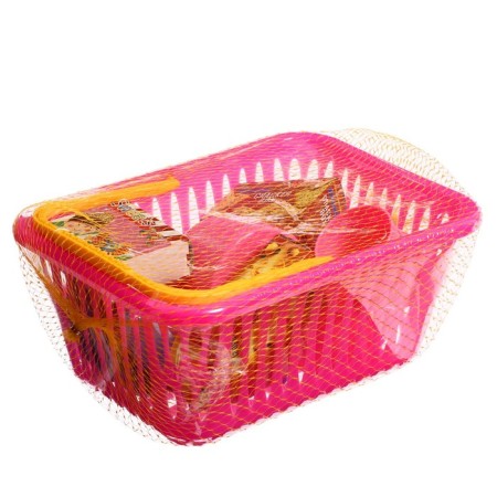 A set of dishes in a basket, 19 items, mix-3