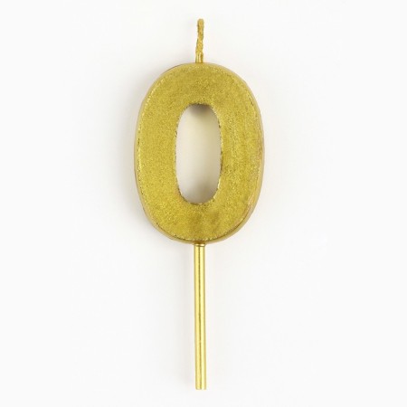 Candle figure for the cake "0", gold, 2.5 x 8 cm.-2