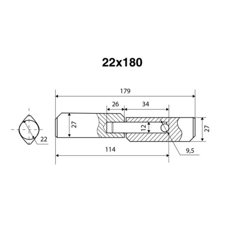Bulat loop "Bulat" 22x180 kapl. with spine. Ball, for welding (18)-1