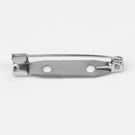 The base for brooches, 2 holes, 30 mm, 10 pcs, silver color-5