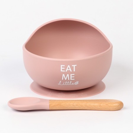Baby plate on a suction cup, spoon, m & b, dusty rose-5