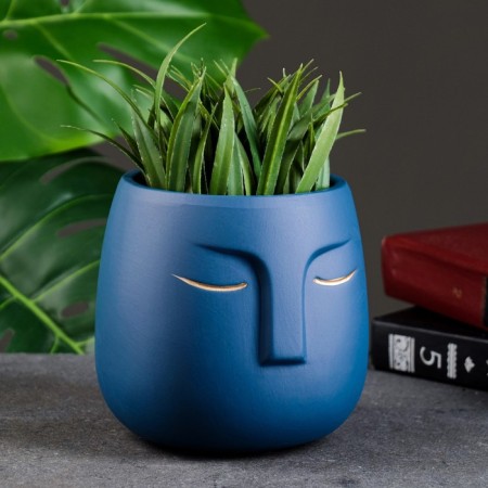 Pot "Mr. Twix" 12x12x12cm, blue