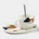 Tea couple ceramic "cat", 3 items: a cup of 200 ml, a saucer 18.5 × 13.5 cm, a spoon
