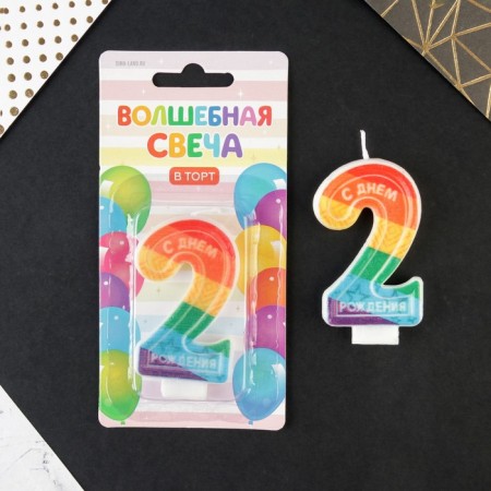 A candle for a cake, a number with color application of 2 "Happy Birthday".-2