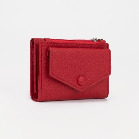 Women's wallet on the button, red color
