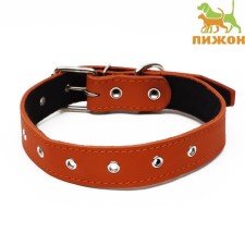 Leather collar on synthetic winterizer, dimensionless, 71 x 3.5 cm, Osh 29-62 cm, orange