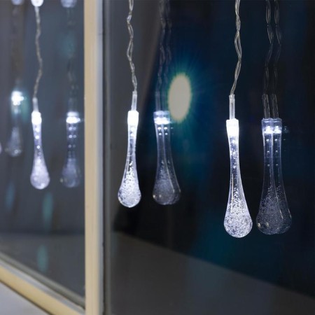 Garland "Curtain" 2.5 × 0.65 m with nozzles "Drops", IP20, transparent thread, 50 LED, glow white, 8 modes, 220 V-4