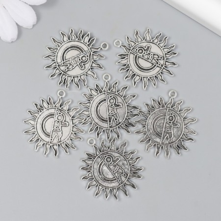 Decor for creativity Metal "Sun and Cosmonaut" silver 3x3.3 cm-2