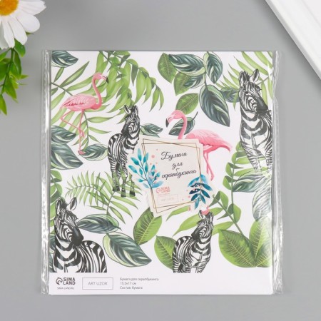 Scrapbooking paper "Flamingo and zebra" density 180 grams set 10 pcs 15.5x17 cm-4