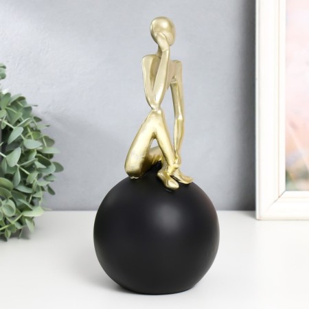 Souvenir Polystone "Abstraction. Man on the ball. Thoughts" Gold with black 10.5x10.5x25.5 cm-1