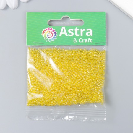 Beads "Astra" 11/0, 20 g (110 yellow/transparent, glossy)-2