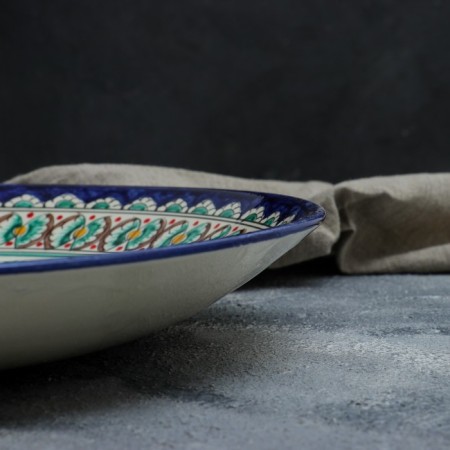 Lryagan Round Rishtan Ceramics, 41cm, brown-blue ornament-2