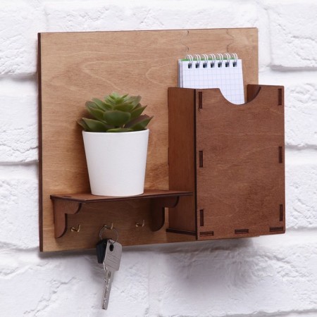 The keywood is wall -mounted with the pocket shelf.-1
