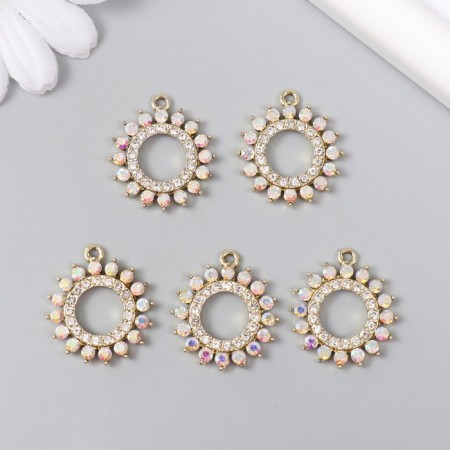 Decor for creativity metal, rhinestones "Circle-Solens" gold 2.2x2.5 cm-2