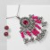 Set 2 objects: earrings, pendant “solo” oval, raspberry-white color in black silver, 48 cm