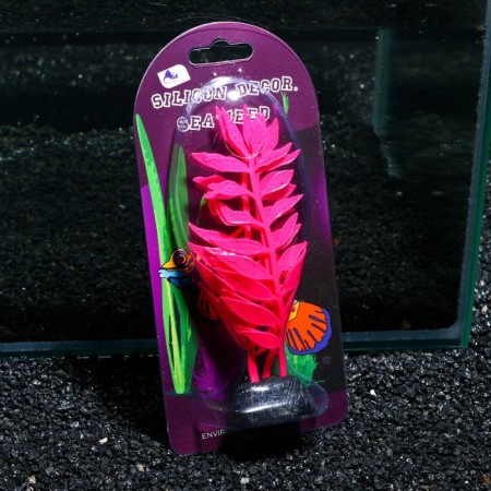 Silicone aquarium plant, glowing in the dark, 8 x 15 cm, pink-3