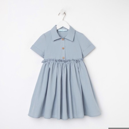 Платье для девочки с воротником KAFTAN, размер 32 (110-116), цвет серо-голубой-6