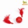 A toy for cats with a bell and feathers "Helicopter", ball 3.8 cm, red