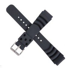 20 mm watch strap, silicone, l-23.5 cm, black
