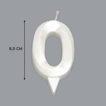 Candle in the Cake "Fine", number "0", pearl, 6.5 cm-2