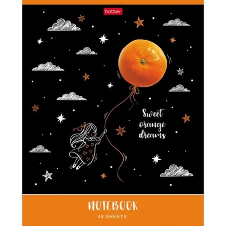 Notebook 48 sheets of the cell "Orange Dreams", the cover coated cardboard, selective matte varnish, unit 65 g/m2, 5v mix-4