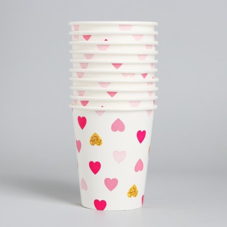 A single -time paper glass "Hearts", 250 ml-1
