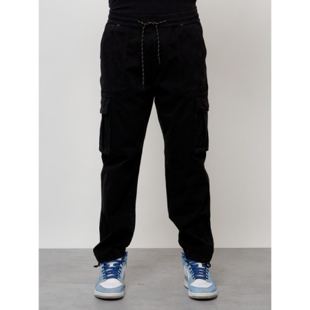 Cargo jeans male, size 52, black color-4