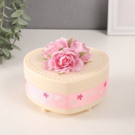 Musical Mechanical Monkey Casket "Delicate Roses" Milk 12x13.5x10.5 cm