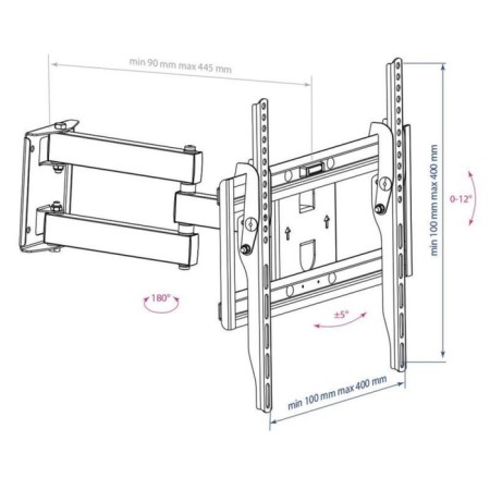 Arm Media PT-15, up to 35 kg, 32-55 ", wall-mounted, turn and tilt, black-1
