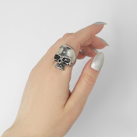 Ring "Right" Skull with the Sun, Color Black Silver, 18 size-1
