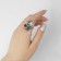Ring "Right" Skull with the Sun, Color Black Silver, 18 size