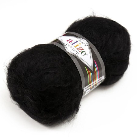Yarn "Mohair Classic" 25% moher, 24% wool, 51% acrylic 200m/100g (60 black)-1