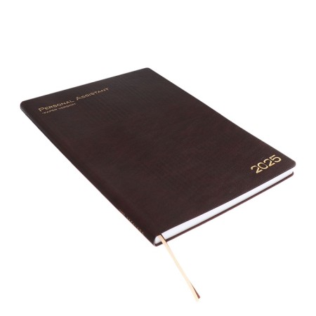 Dated 2025 diary, Escalada, A4, 120 sheets, soft cover, artificial leather, foil embossing, liesse, block 80 g/m2, brown-2