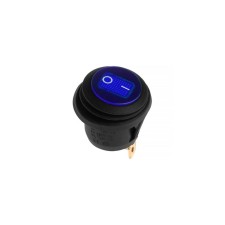 Switch moist -covered round blue with backlight, 250 V, 6 A, 3 contacts