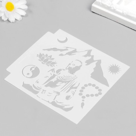 Plastic stencil "Buddha" 13x13 cm-4