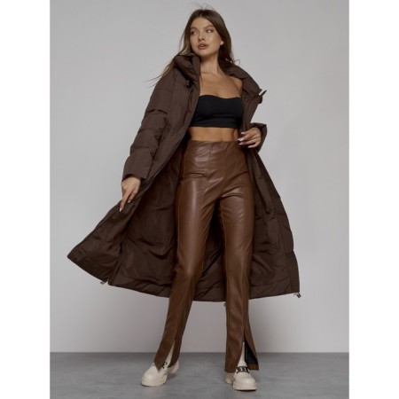 Coat insulated winter female, size 46, dark brown color-12