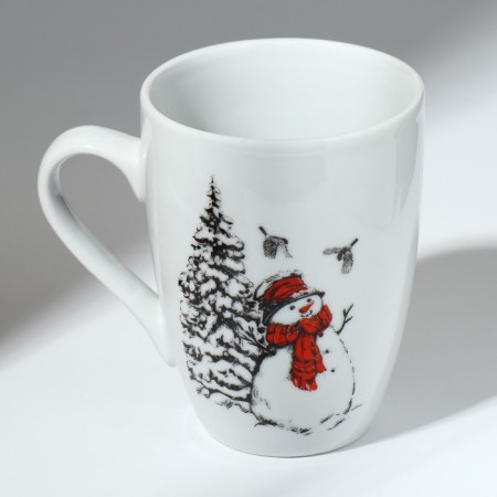 Ceramic "Snowman" mug, 350 ml, white color-2
