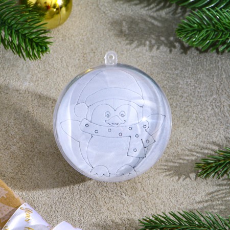 Christmas tree decoration for painting "Penguin" Size: 8 cm; 2 pcs., Brush-2