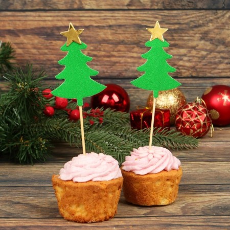 Skewers "Christmas tree with a star", set of 5 pcs., Green color