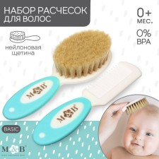 A set of combs with nylon bristles m & in, the color is turquoise