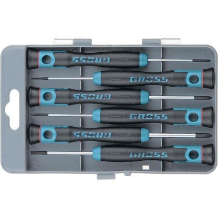 Set of screwdrivers GROSS 13347, for accurate work, SL, PH, CRMO, two -component handles, 6 pcs-1