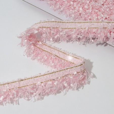 Decorative braid “Twydal”, one -sided, 35 mm, 5 ± 0.5 m, pink color-1