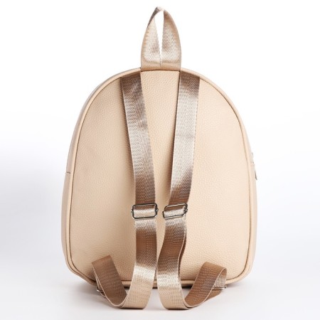 School backpack of artificial leather with a pocket NK 27x23x10 cm, beige color-5