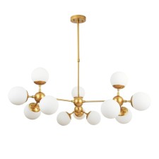 The chandelier on the rod is Arte Lamp Bolla A1664SP-12GO, E14, 12x40 W, 90x90x36 cm, golden